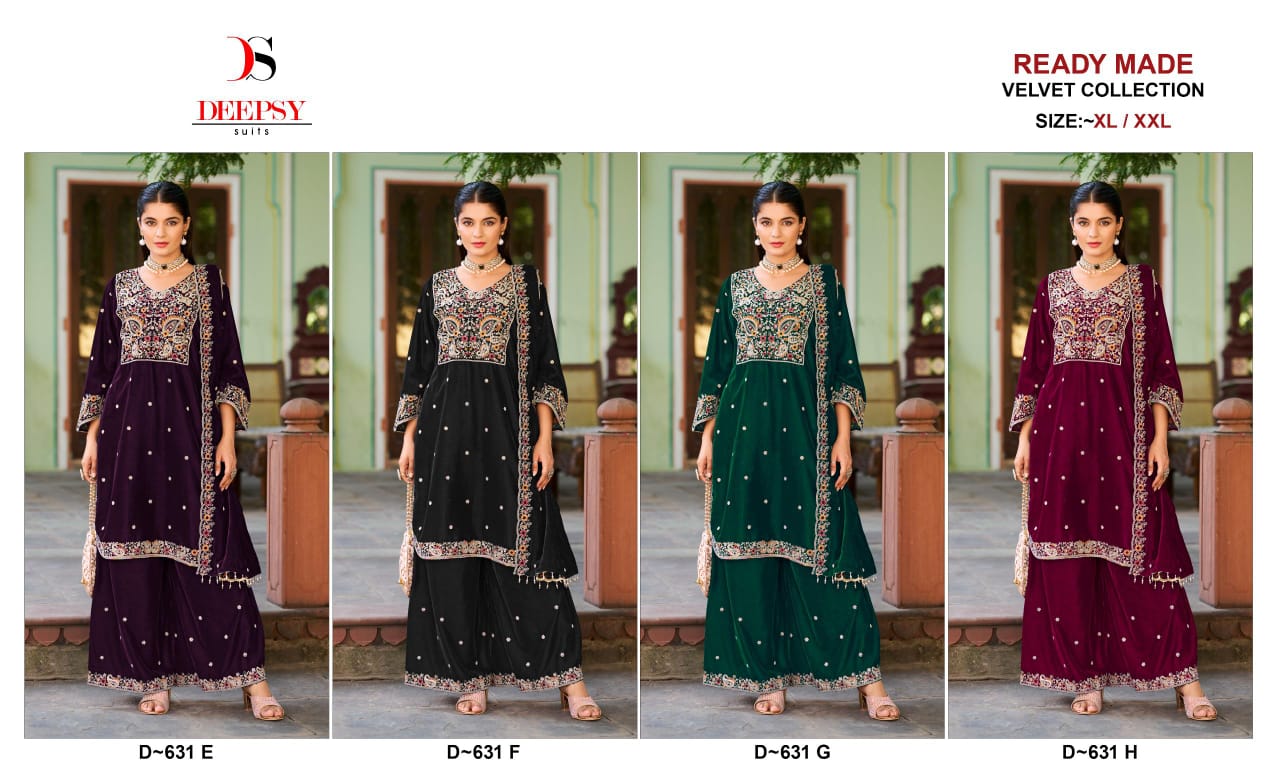 D 631 E To H By Deepsy Velvet Top With Bottom Dupatta Suppliers In India